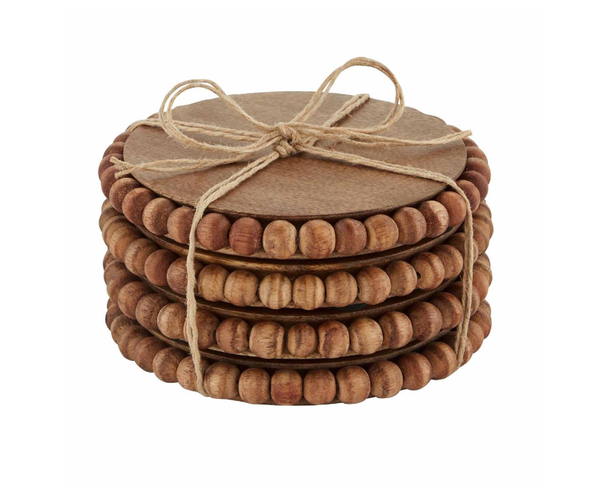 Beaded Wood Coaster Set - Mud Pie