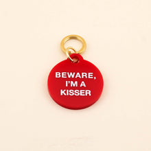 Load image into Gallery viewer, Beware, I&#39;m A Kisser Pet Tag: Red Acrylic
