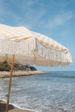 Load image into Gallery viewer, Golden Hour Checkered Beach Umbrella - Esplanade Brand
